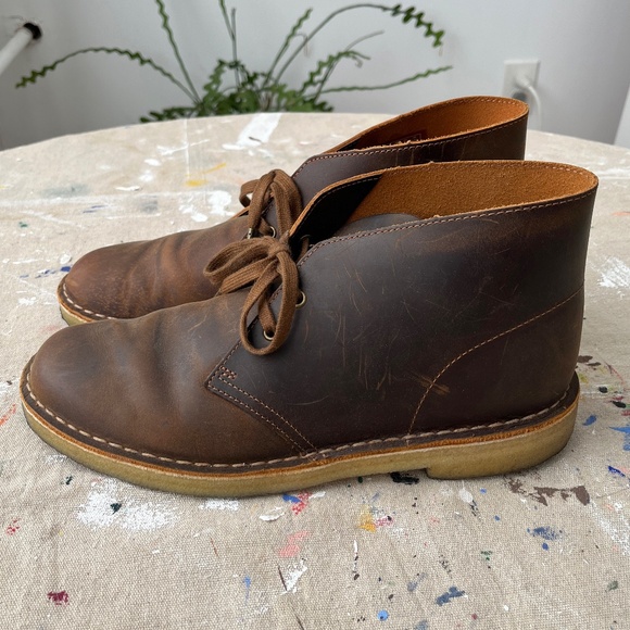 CLARKS DESERT BOOTS / SIZE 10 M / Beeswax Leather - Picture 6 of 12